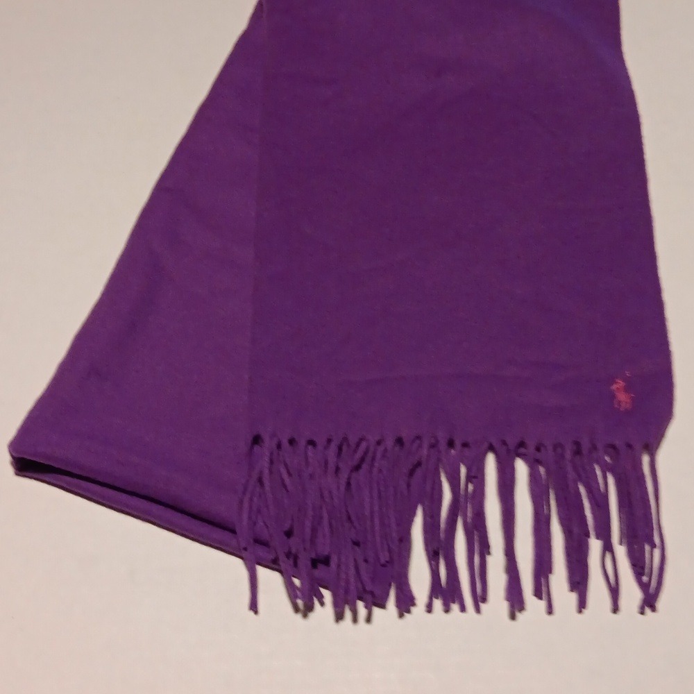 POLO RALPH LAUREN PURPLE FRINGE SCARF